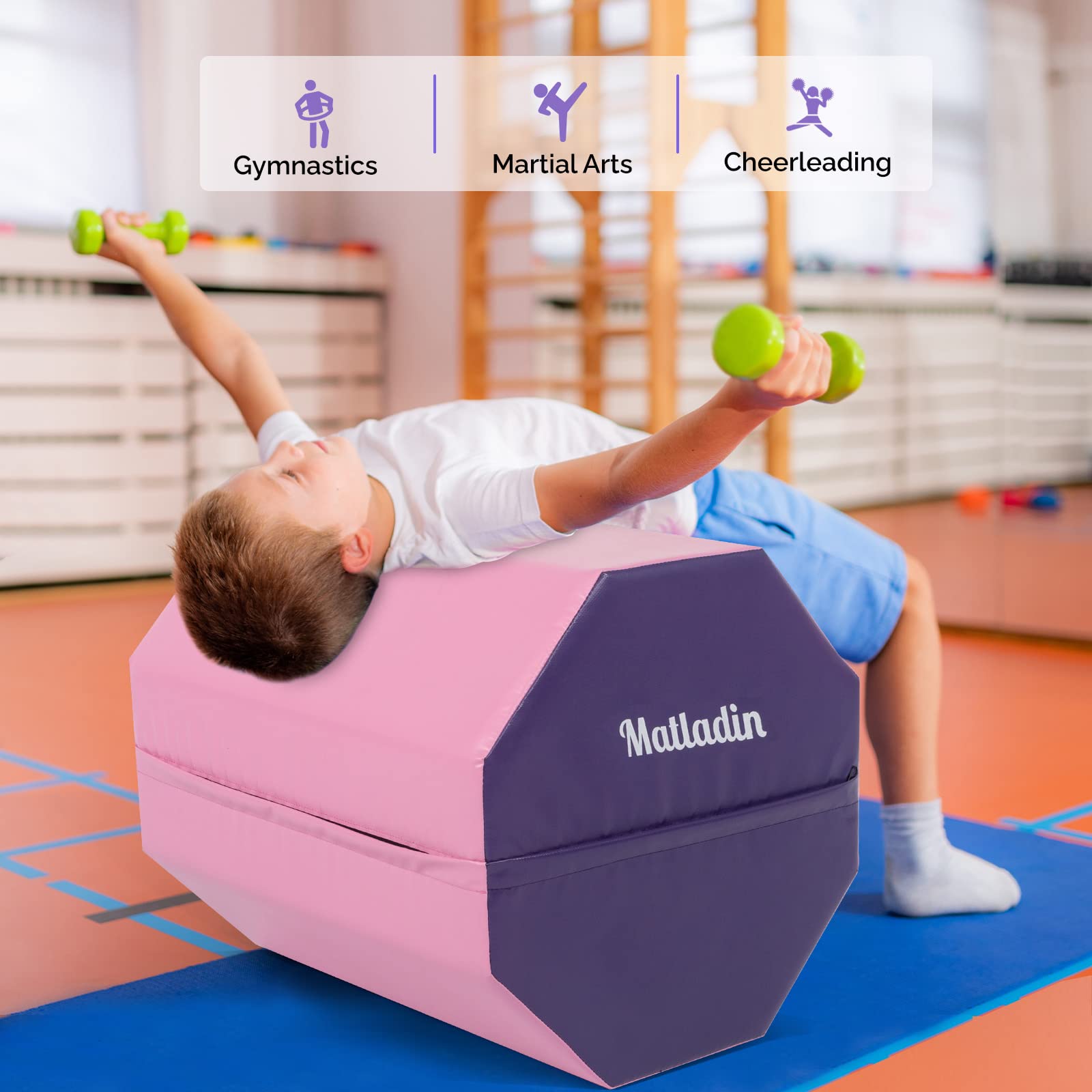 Matladin Gymnastics Octagon Mat 24"x26" Skill Shape Tumbling Backbend Trainer Exercise Mat for Preschool Kids Gym Cheerleading, Martial Art