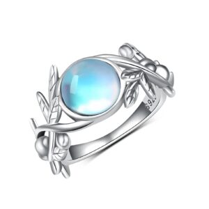 SCZKLAQ Moonstone Leaf Rings for Women 925 Sterling Silver Moonstone Ring Jewelry Gifts for Women (7)