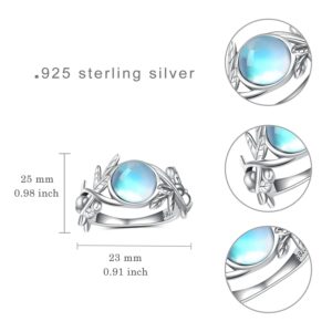 SCZKLAQ Moonstone Leaf Rings for Women 925 Sterling Silver Moonstone Ring Jewelry Gifts for Women (7)