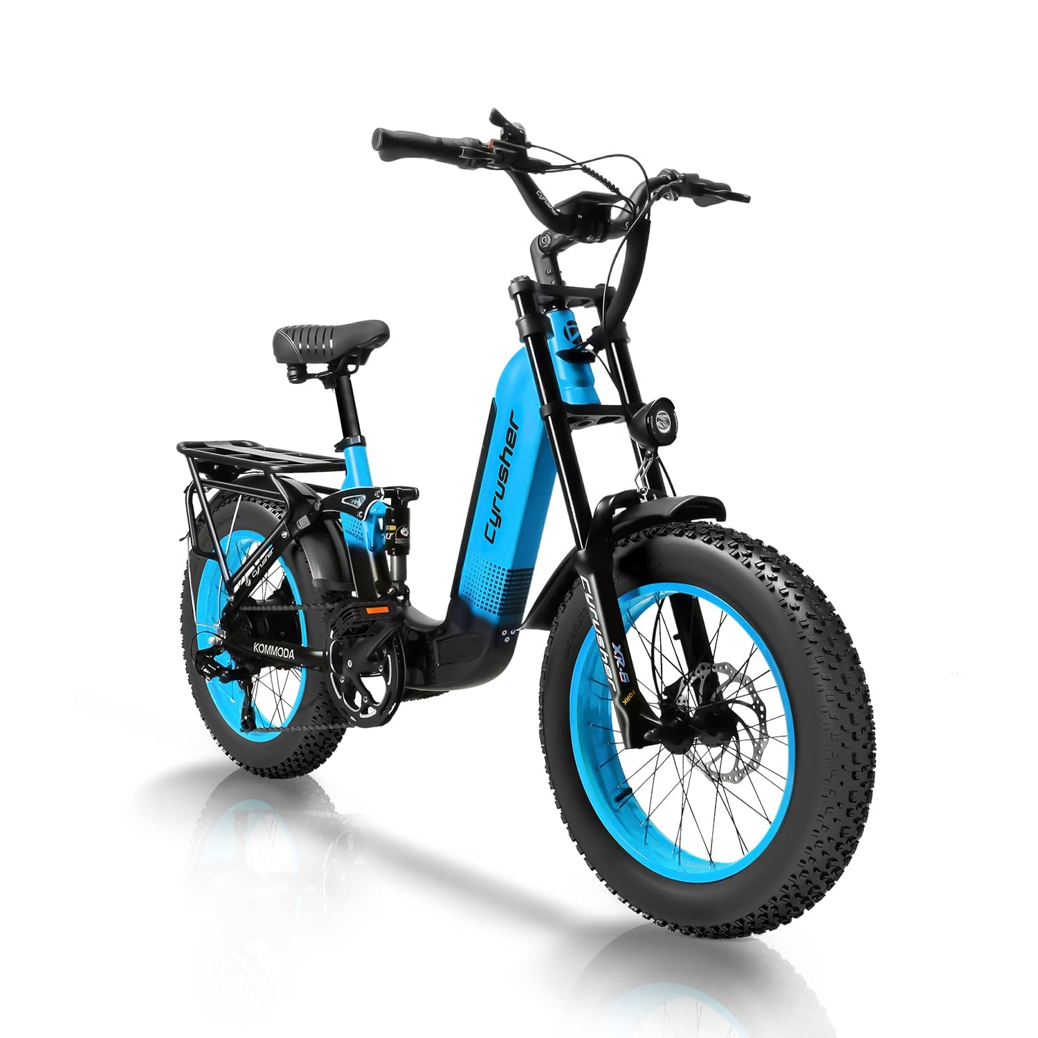 Crafuel 【Ship from USA】 Electric Bike for Adults 750W Kommoda Electric Bike 20x4'' Fat Tire Mountain Ebike with Integrated Battery 7 Speeds Snow Beach E-Bikes 48V 14Ah Electric Bike