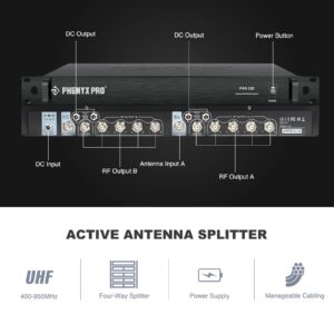 Phenyx Pro PAS-225X UHF Wireless Antenna Distribution System Bundle, Active Directional Antennas, 8 Outputs + 2 Cascade Ports, 160ft Long Coverage, for Stages and Live Shows