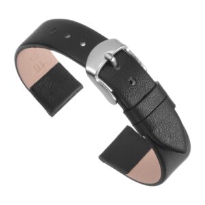 uxcell black genuine leather band 12mm width, flat thin elegant leather watch strap for women