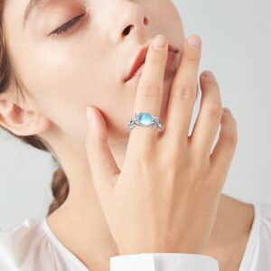 SCZKLAQ Moonstone Leaf Rings for Women 925 Sterling Silver Moonstone Ring Jewelry Gifts for Women (7)