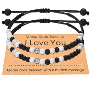 shonyin couples bracelets gifts for boyfriend girlfriend i love you morse code bracelets matching bracelets for bf him her christmas valentines day birthday anniversary jewelry gift