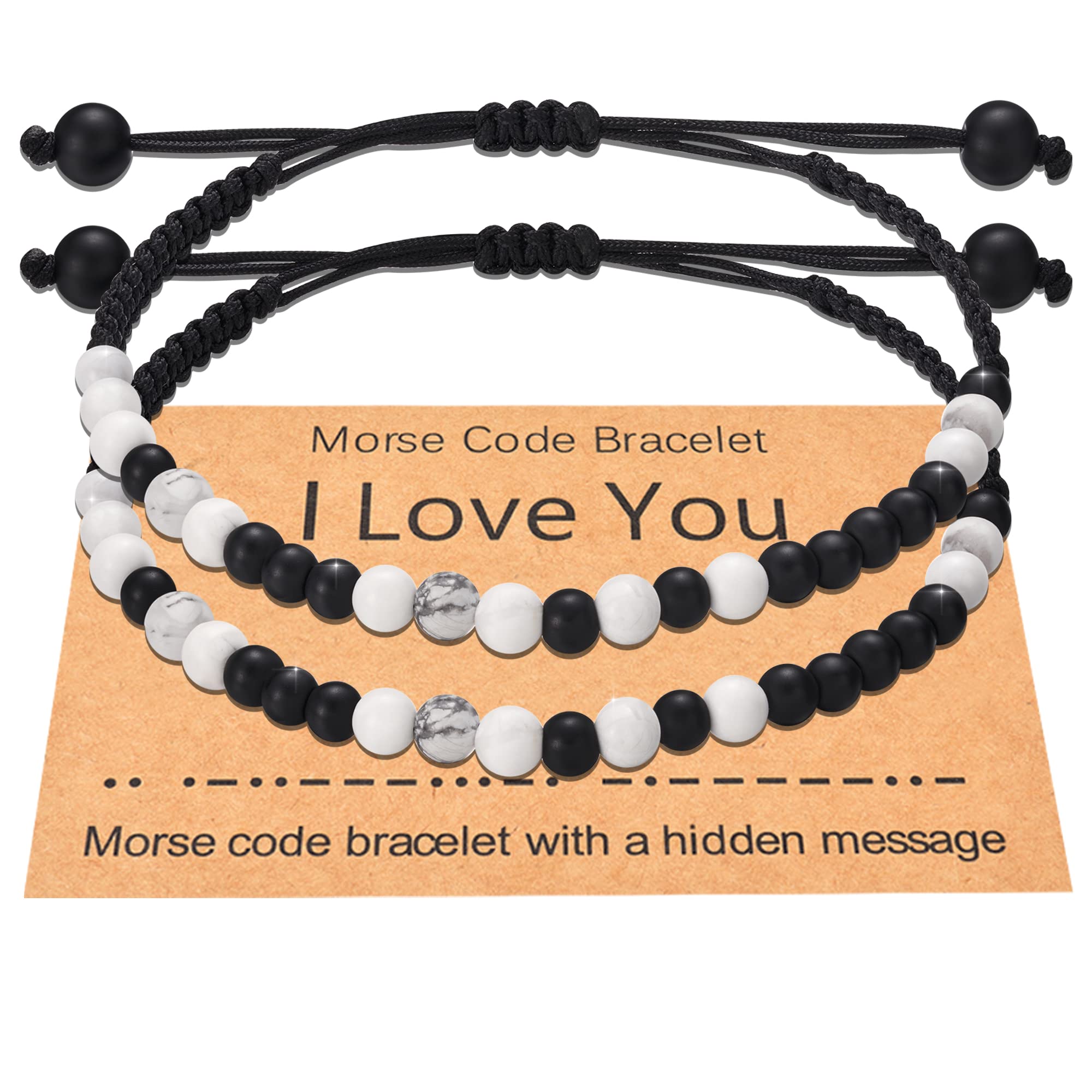 Shonyin Couples Bracelets Gifts for Boyfriend Girlfriend I Love You Morse Code Bracelets Matching Bracelets for bf Him Her Christmas Valentines Day Birthday Anniversary Jewelry Gift