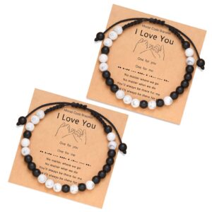 UNGENT THEM Matching Couples Bracelets Morse Code Boyfriend Girlfriend Long Distance Relationship Christmas I Love You Valentines Day Gifts for Him Her Boyfriend Girlfriend Women Men