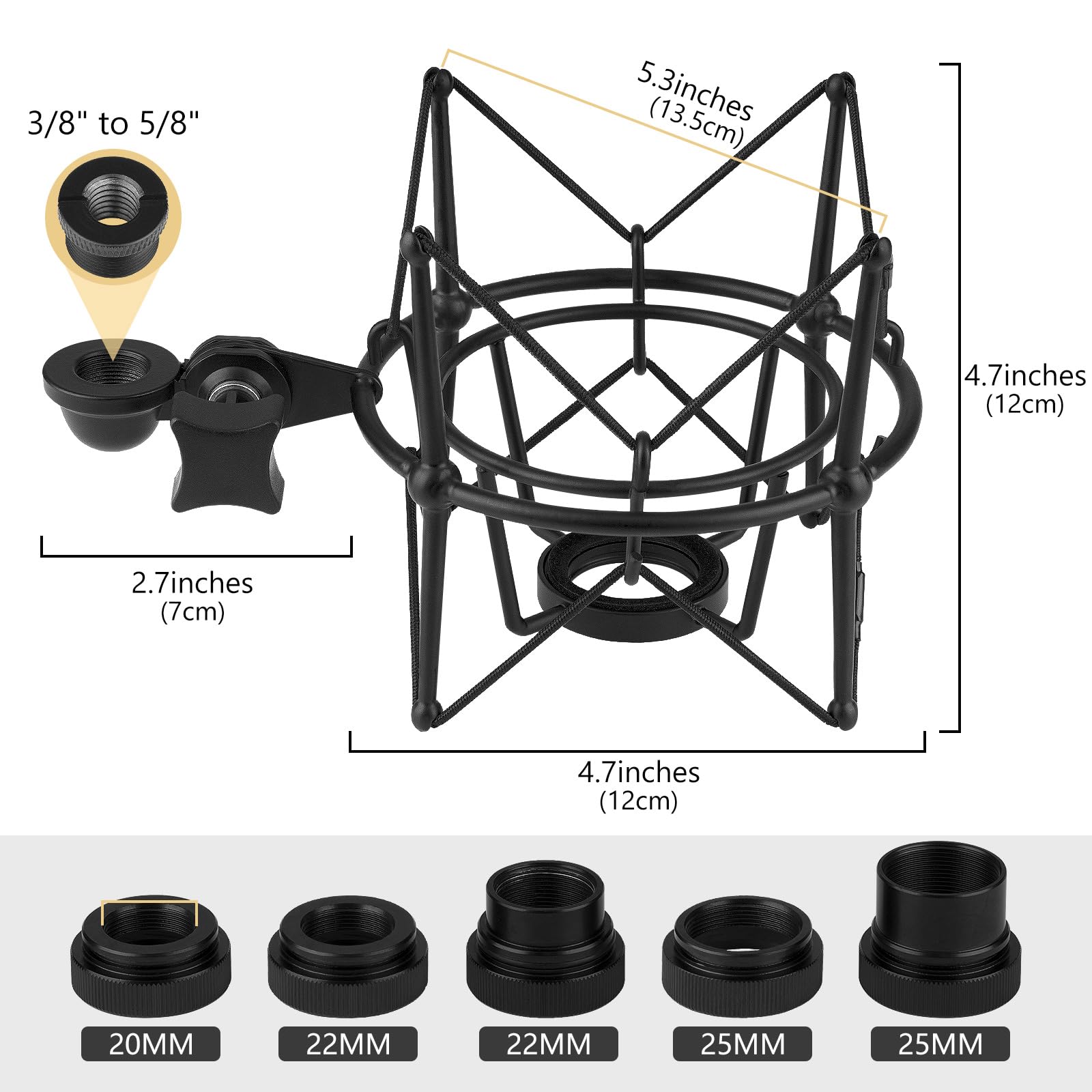 Geekria for Creators Microphone Shock Mount Compatible with AKG P120, P220, P420, P820 Mic Anti-Vibration Suspension Adapter Clamp Mic Holder Clip (Black/Metal)