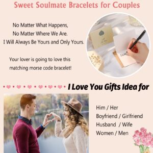 UNGENT THEM Matching Couples Bracelets Morse Code Boyfriend Girlfriend Long Distance Relationship Christmas I Love You Valentines Day Gifts for Him Her Boyfriend Girlfriend Women Men