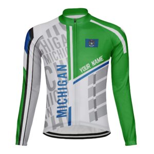 custom michigan winter thermal fleece men's cycling jersey long sleeve (ml100025-1, xl)