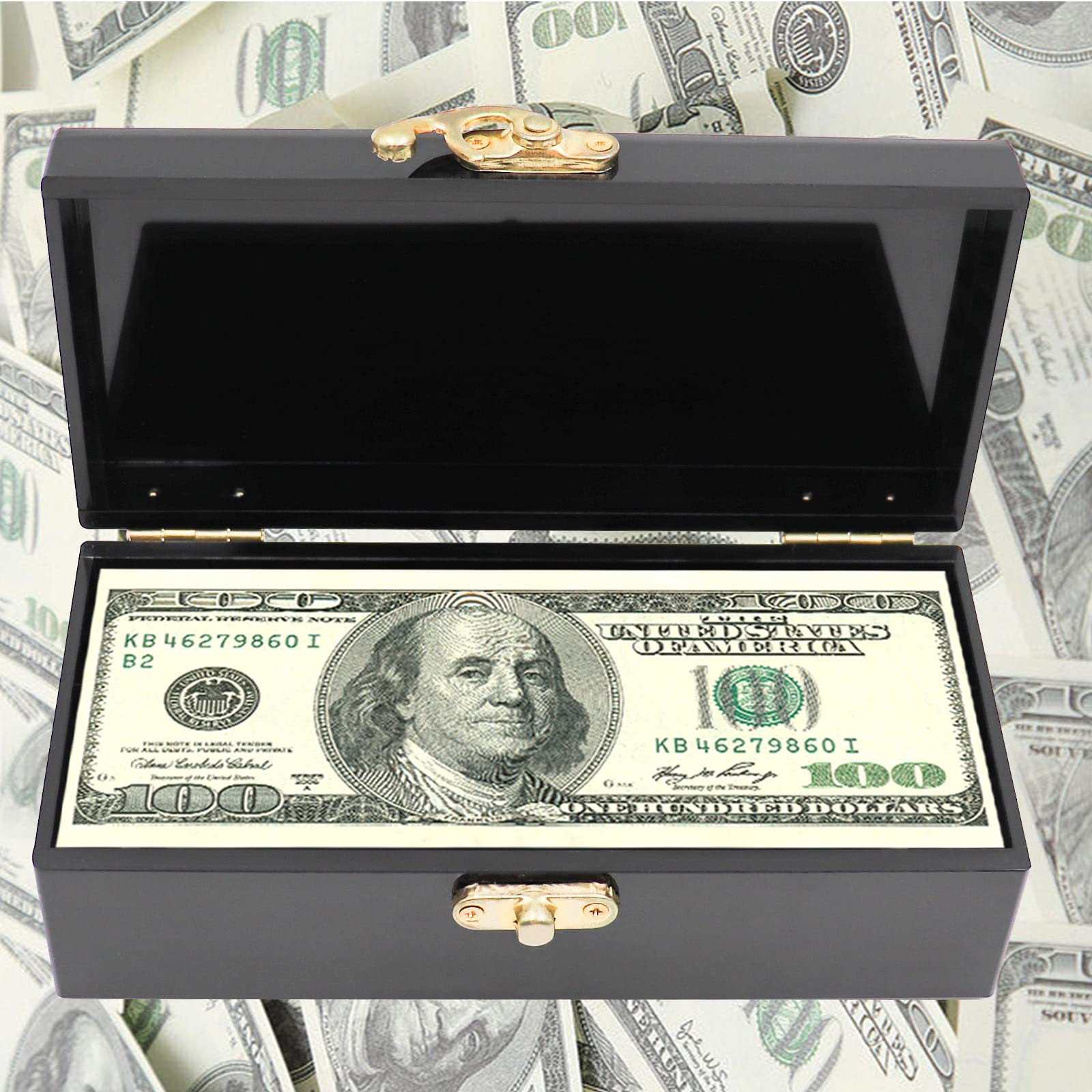 Black Acrylic Lockable Cash Box, Money Holder, Cash Organizer, Single Row Currency Tray, Money Storage Box