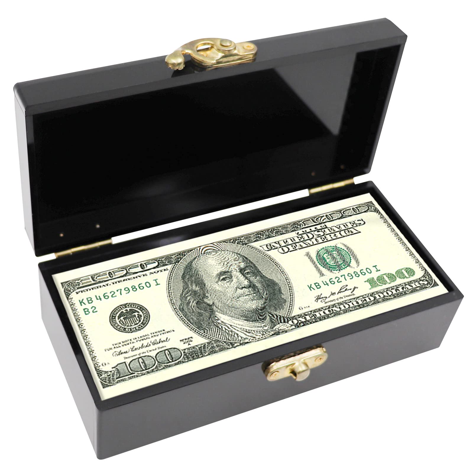 Black Acrylic Lockable Cash Box, Money Holder, Cash Organizer, Single Row Currency Tray, Money Storage Box