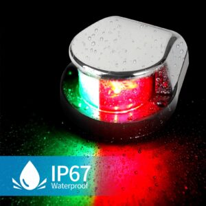 Huazu Boat Navigation Light, Bow Light Bi-Color LED Marine Navigation Light for Pontoon, Skiff, and Small Boat (Silver)