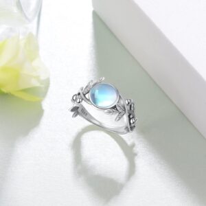 SCZKLAQ Moonstone Leaf Rings for Women 925 Sterling Silver Moonstone Ring Jewelry Gifts for Women (7)