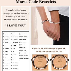 UNGENT THEM Matching Couples Bracelets Morse Code Boyfriend Girlfriend Long Distance Relationship Christmas I Love You Valentines Day Gifts for Him Her Boyfriend Girlfriend Women Men