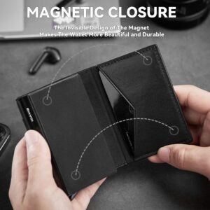 BIAVOI Mens Wallet Card Holder Pop Up Aluminum Card Case for Men RFID Protection Credit Card Holder Up to 13 Cards (Black)