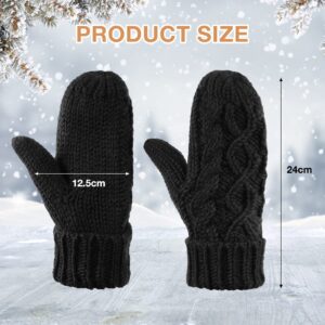 SATINIOR 2 Pairs Winter Gloves Thick Warm Soft Plush Convertible Flip Top Mittens Full Finger Gloves for Women Girls (White, Black, Simple Style)