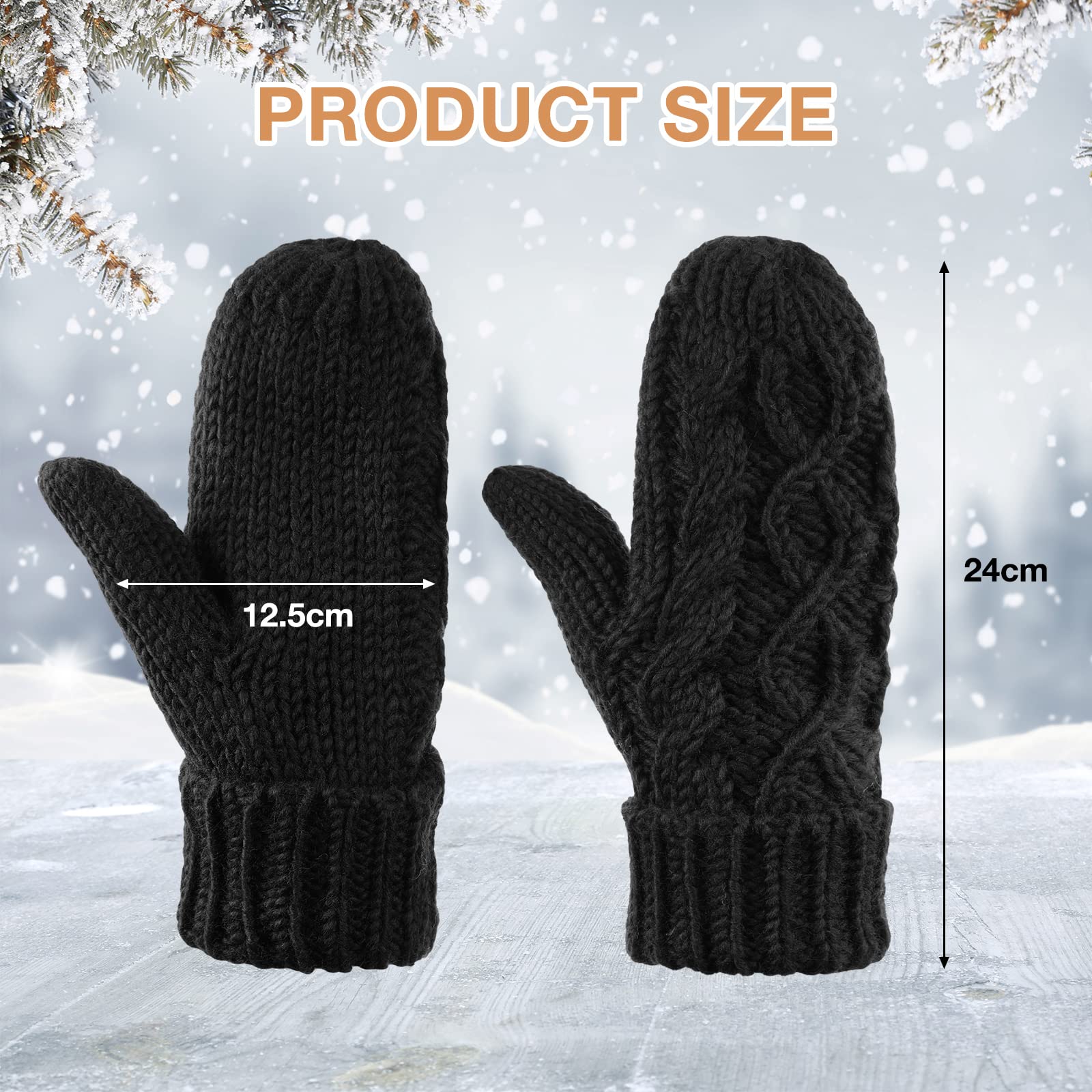 SATINIOR 2 Pairs Winter Gloves Thick Warm Soft Plush Convertible Flip Top Mittens Full Finger Gloves for Women Girls (White, Black, Simple Style)