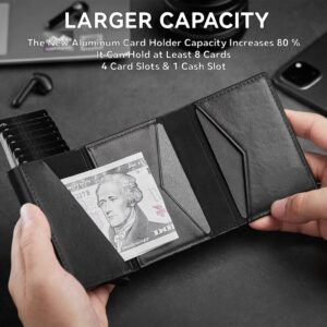 BIAVOI Mens Wallet Card Holder Pop Up Aluminum Card Case for Men RFID Protection Credit Card Holder Up to 13 Cards (Black)