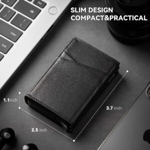 BIAVOI Mens Wallet Card Holder Pop Up Aluminum Card Case for Men RFID Protection Credit Card Holder Up to 13 Cards (Black)