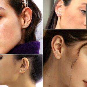 Dochais 9Pcs Cartilage Earrings for Women Stainless Steel Cartilage Butterfly Flower Star CZ Opal Helix Tragus Piercing Jewelry Gold