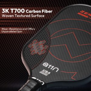 A11N Zenith C7 Pickleball Paddle 16mm | T-700 Carbon Fiber with Foam Injected Walls | Enlarged Sweet Spot | Elongated Shape | Red