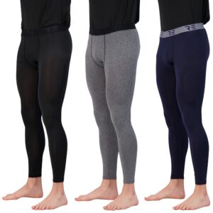 3 Pack: Men's Big and Tall Heavy Weight King Size Compression Pants Gym Running Skin Tights Leggings Athletic Workout Cycling Winter Thermal Cold Base Layer Long Johns Rash Guard - Set 4, 5X Tall