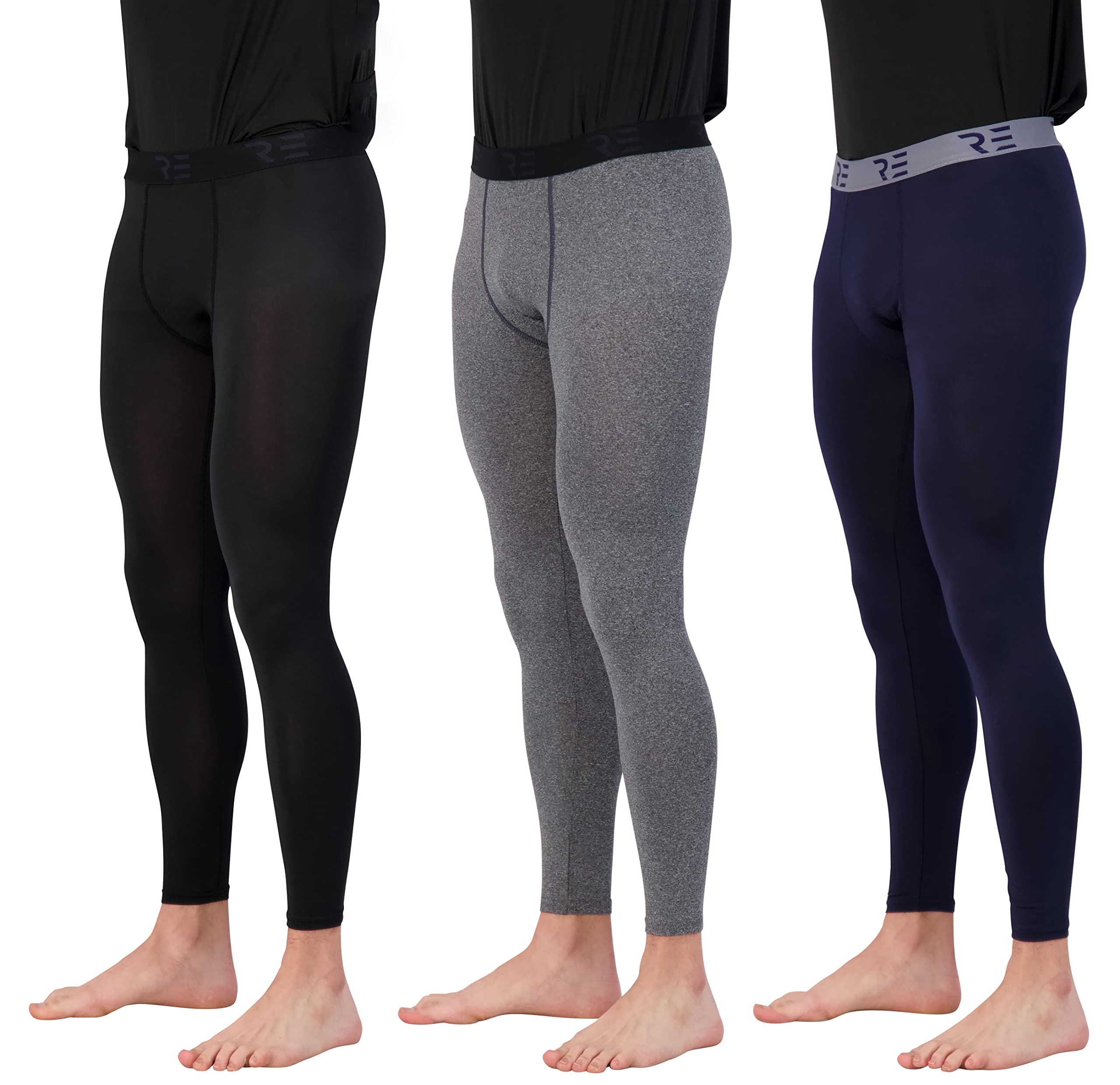 3 Pack: Men's Big and Tall Heavy Weight King Size Compression Pants Gym Running Skin Tights Leggings Athletic Workout Cycling Winter Thermal Cold Base Layer Long Johns Rash Guard - Set 4, 5X Tall