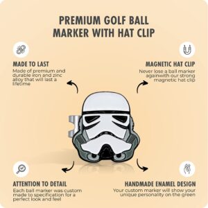 The Birdie Lounge Trooper Golf Ball Marker – Premium Enamel Golf Accessories – 1.25” x 2mm Golf Ball Marker – Custom Designed with Magnetic Hat Clip – for Personalizing Your Golf Game