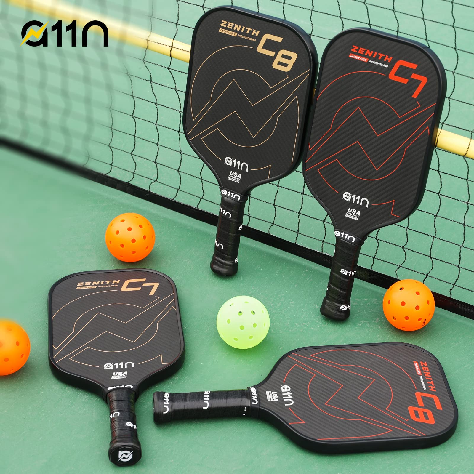 A11N Zenith C7 Pickleball Paddle 16mm | T-700 Carbon Fiber with Foam Injected Walls | Enlarged Sweet Spot | Elongated Shape | Red