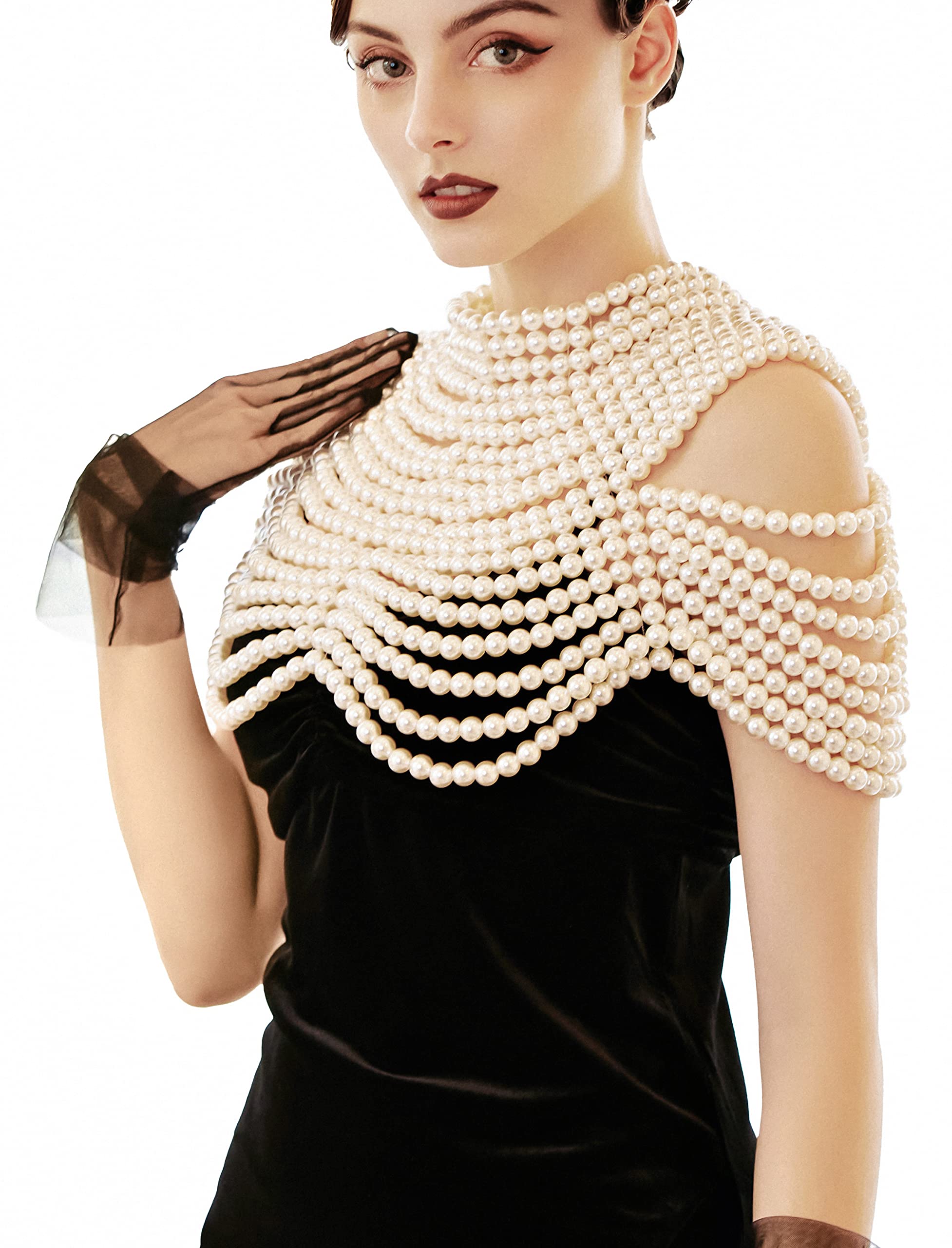 BABEYOND Women’s Pearl Body Chain – Fashion Necklace Top Shawl Handmade Jewelry for Women