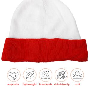 Yaomiao Red and White Beanie Pom Pom Hat Christmas Cuff Knit Beanies for Men Women Adult Winter(6 Pcs)