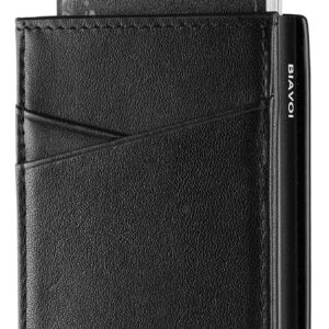 BIAVOI Mens Wallet Card Holder Pop Up Aluminum Card Case for Men RFID Protection Credit Card Holder Up to 13 Cards (Black)