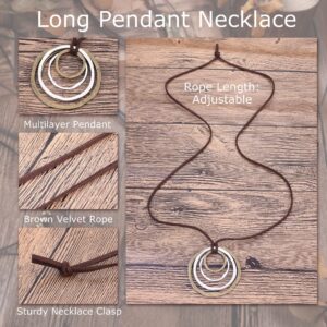 Jstyle 6Pcs Handmade Women Long Necklaces Jewelry Black Sandalwood Vintage Statement Necklace for Women B