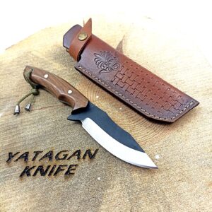 Handmade Steel Hunting Knife - Leather Knife Sheath - Tactical Fixed Blade Bushcraft Knife , Knives Men , Survival Knife , Camping Knife , Full Tang Blade