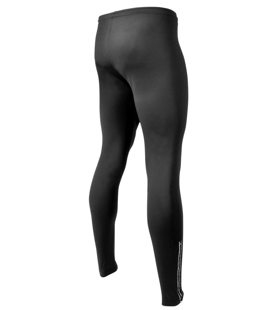 AERO|TECH|DESIGNS | Men's USA Classic Thermal Fleece Unpadded Workout Tights | Black | Tall Fit | Large