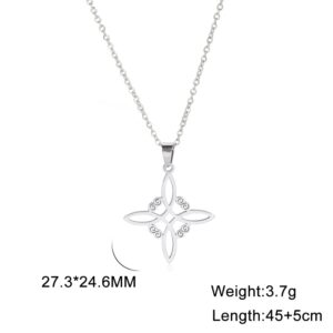 kkjoy Witches Knot Necklace Stainless Steel Magic Knot Pagan Wiccan Symbol Pendant 4-Pointed Celtic Knot Witchcraft Necklace for Women