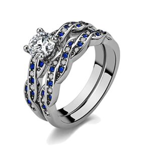 Ringcrown Wedding Ring Sets for Women 1ct aaa Cz White Gold Plated Engagement Ring Sets