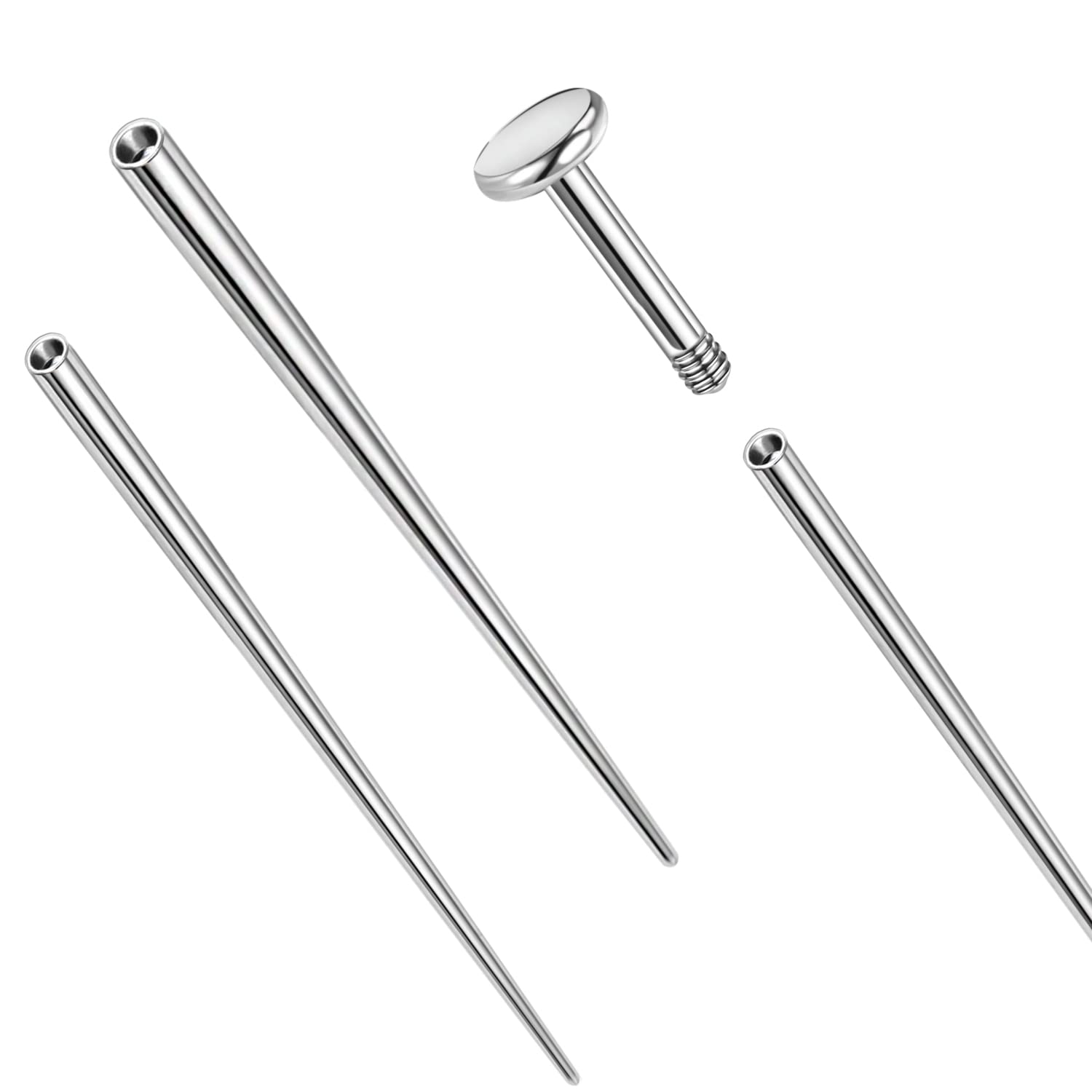 14g/16g/18g ASTM F136 Titanium Piercing Taper Insertion Pin for Internal Thread Tragus/Helix/Lip/Nose/Helix/Piercing Jewelry Cartilage Earrings Labret Nose Studs Stretcher Assistant Tool