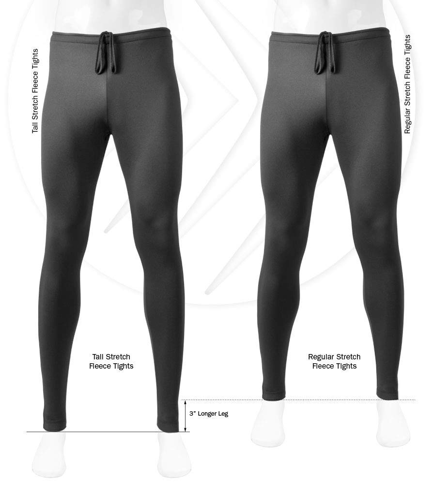 AERO|TECH|DESIGNS | Men's USA Classic Thermal Fleece Unpadded Workout Tights | Black | Tall Fit | Large