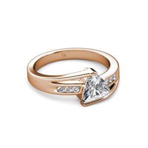 Trillion Cut Forever Brilliant Moissanite & Diamond 1 ctw Women Engagement Ring 14K Rose Gold-6.0