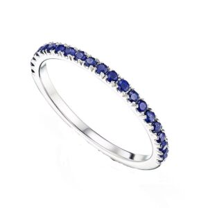 1.00 Ct Round Cut Blue Sapphire Half Eternity Wedding Band Ring 925 Sterling Silver BY BALAJIGEMSANDJEWELRY (6)