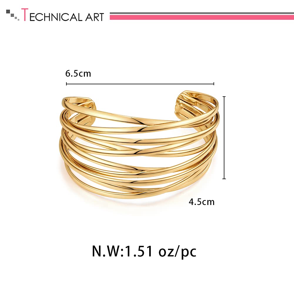 LILIE&WHITE Gold Cuff Bangle Bracelet For Women Gold Line Web Cuff Bracelet Chunky Gold Cuffs Cute Bangle Bracelet