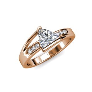 trillion cut forever brilliant moissanite & diamond 1 ctw women engagement ring 14k rose gold-6.0