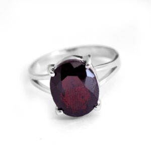 6.10 Ct Natural Red Garnet Gemstone Engagement Anniversary Ring in 925 Sterling Silver