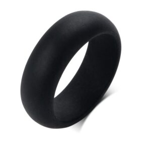 MZZJ Her Weirdo & His Crazy 8MM Silicone Couple Ring Durable Breathable Comfortable Rubber Dome Comfort Fit Wedding Band Promise Rings,Black&White