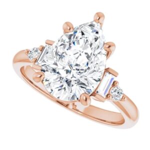 14K Gold Handmade 5 CT Pear Cut VVS1 Colorless Moissanite Engagement Rings for Women Bridal Set Moissanite Wedding Rings for Gifts (Rose Gold, 6.5)