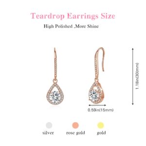 DHQH 4/6 Pairs Bridesmaids Proposal Gift Bridesmaids Earrings Classic Cubic Zirconia Teardrop Dangle Earrings for Women I Couldn’t Tie a Knot Without You Wedding Jewelry Gifts