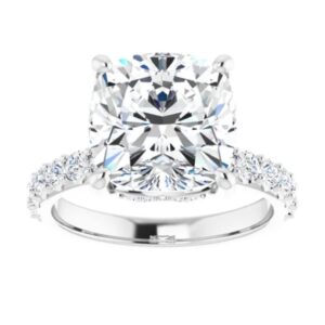 Handmade 18K Gold 5 CT Cushion Cut VVS1 Colorless Moissanite Engagement Rings for Women Bridal Set Moissanite Wedding Rings for Gifts (White Gold, 10)