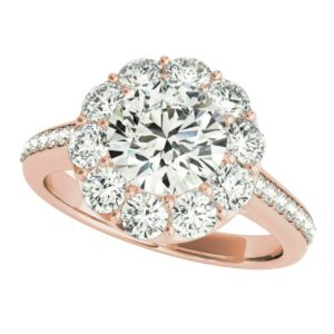 4.50 ct round cut simulated diamond flower halo wedding ring 925 sterling silver 14k rose gold finish wedding anniversary gorgeous promise ring gift for her