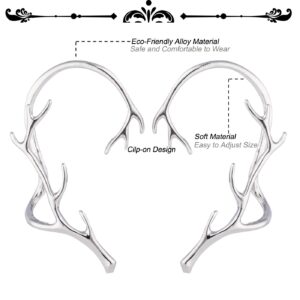 LOREMOW Ear Clips Earrings for Women Ear Cuffs Non Piercing Ear Wrap Branch Leaf Clip On Cartilage Helix Earrings Silver